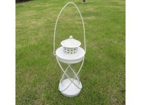 1X White Metal Candle Lantern Wedding Decoration 21.5cm High