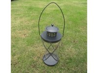 1X Black Metal Candle Lantern Wedding Decoration 21.5cm High