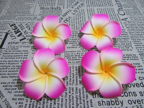 30 New Pink Fabulous Foam Frangipani Flower 8x3.5cm - Click Image to Close