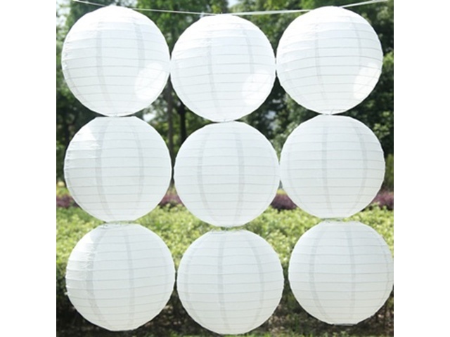 10Pcs New Plain White Round Paper Lanterns 30cm