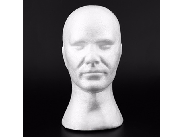 1Pc New White Male Foam Mannequin Head 30cm High - Click Image to Close