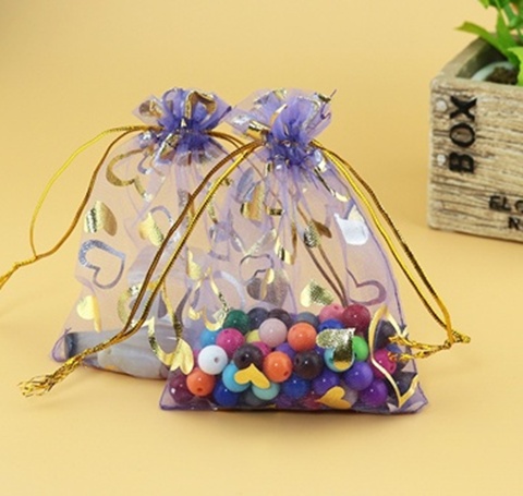 100 Purple Foil Drawstring Jewelry Gift Pouches 11x16cm - Click Image to Close