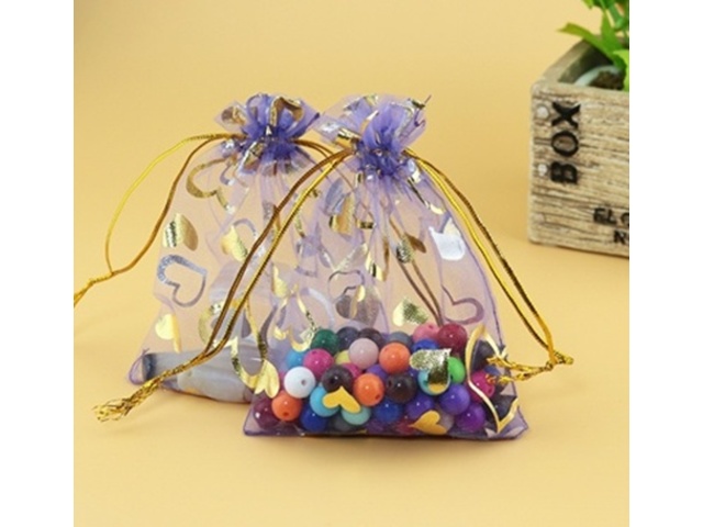 100 Purple Foil Drawstring Jewelry Gift Pouches 11x16cm - Click Image to Close