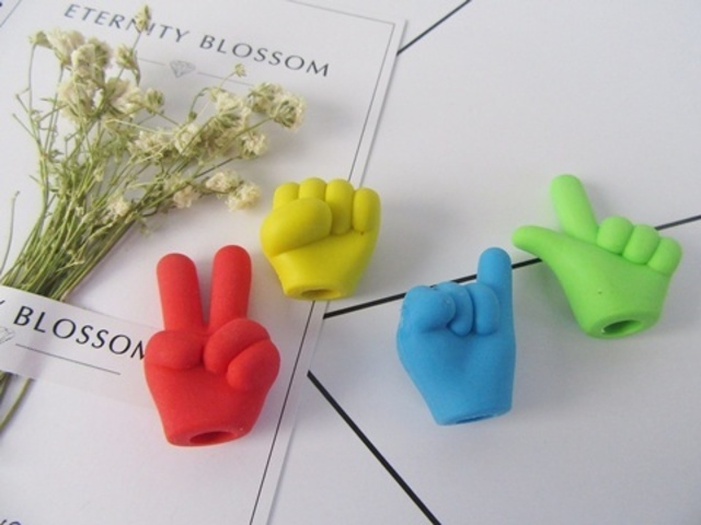 36Pkt x 4Pcs Funny Hand Sign Pencil Top Erasers - Click Image to Close