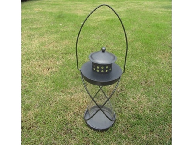 1X Black Metal Candle Lantern Wedding Decoration 21.5cm High - Click Image to Close