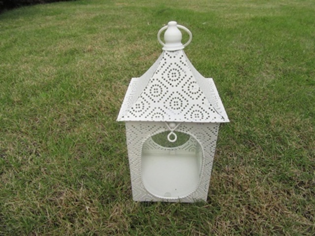 1X White Hanging Candle Lantern Wedding Decoration 24cm High
