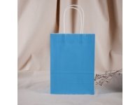 48 Bulk Kraft Paper Gift Carry Shopping Bag 27x22x11cm Blue