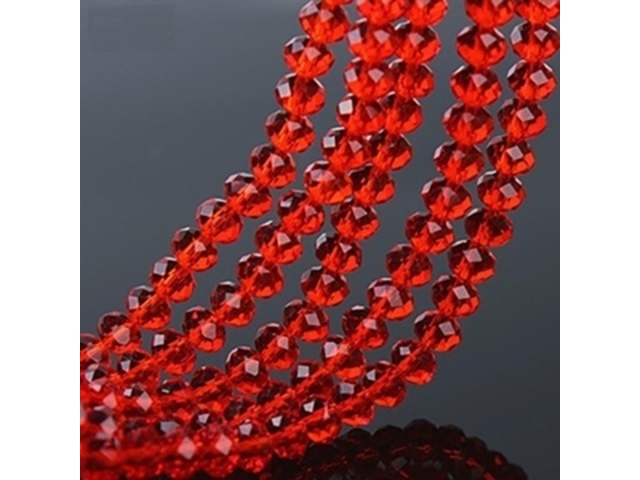 10Strand x 68Pcs Red Rondelle Faceted Crystal Beads 8mm