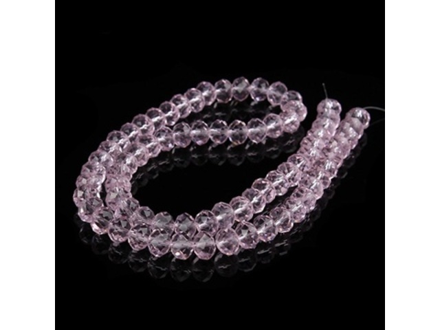 10Strand x 68Pcs Pink Rondelle Faceted Crystal Beads 8mm - Click Image to Close