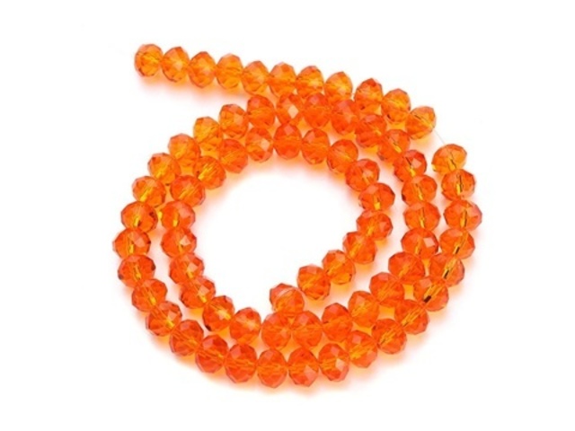 10Strand x 68Pcs Orange Rondelle Faceted Crystal Beads 8mm - Click Image to Close