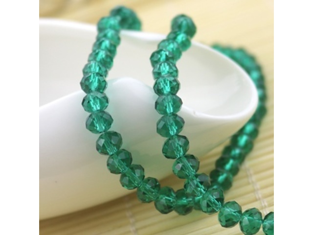 10Strand x 68Pcs Green Rondelle Faceted Crystal Beads 8mm - Click Image to Close