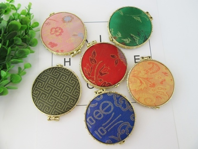 24Pcs Silk Cover Round Make-up Pocket Mirrors 24Pcs Silk Cover Round Make-up Pocket Mirrors