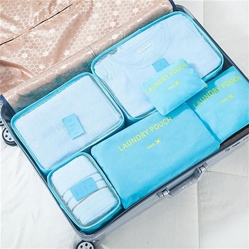 1Set 6in1 Blue Zipper Waterproof Luggage Travel Bags Packing - Click Image to Close