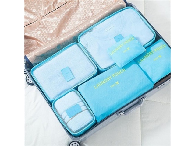 1Set 6in1 Blue Zipper Waterproof Luggage Travel Bags Packing - Click Image to Close