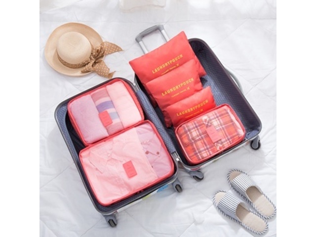 1Set 6in1 Watermelon Red Zipper Waterproof Luggage Travel Bags - Click Image to Close