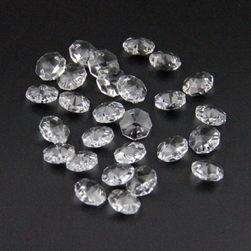 100 Clear Crystal Faceted Double-Hole Suncatcher Beads 18mm - Click Image to Close