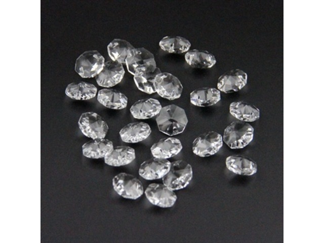 100 Clear Crystal Faceted Double-Hole Suncatcher Beads 18mm - Click Image to Close