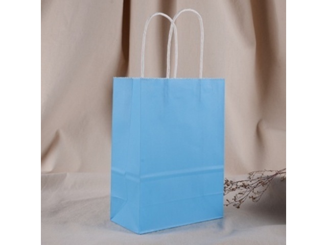 48 Bulk Kraft Paper Gift Carry Shopping Bag 33x26x12cm Blue - Click Image to Close