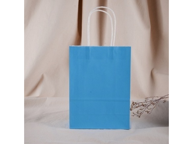 48 Bulk Kraft Paper Gift Carry Shopping Bag 27x22x11cm Blue - Click Image to Close