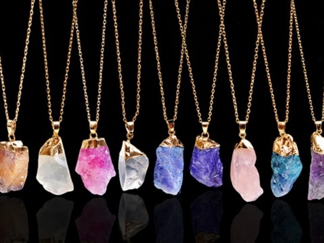 6X New Gemstone Nugget Charm Pendant Necklace Assorted - Click Image to Close