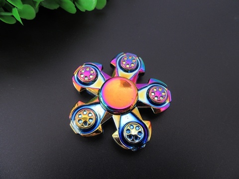 1X 3D Fingertip Fidget Hand Spinner Anti Stess Toy - 5 Wheels Bl - Click Image to Close