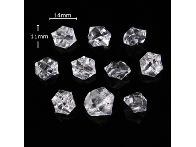 900 Clear Acrylic Ice Pieces Stones Wedding Party 14mm - Click Image to Close