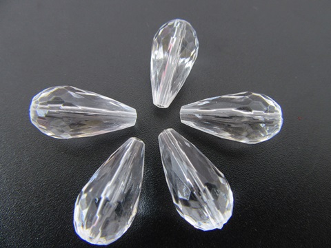 650Pcs Transparent Faceted TearDrop Acrylic Beads Finding 18x9mm - Click Image to Close