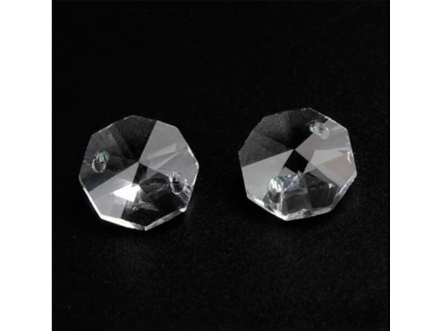 100 Clear Crystal Faceted Double-Hole Suncatcher Beads 10mm - Click Image to Close