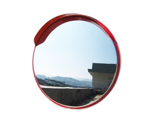 1X New Red 80cm Outdoor Convex Security Safety Mirror w/Cover - Click Image to Close