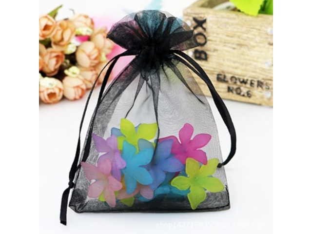 100 Black Drawstring Jewelry Gift Pouches 12x9cm