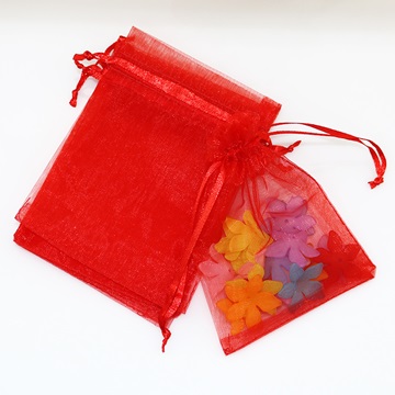 100X Plain Hot Red Organza Gift Jewelry Pouches 9x7cm - Click Image to Close