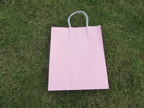 48 Kraft Paper Gift Carry Shopping Bag 27x21x11cm Light Pink - Click Image to Close