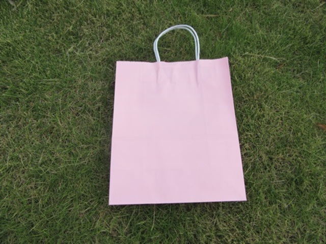 48 Kraft Paper Gift Carry Shopping Bag 27x21x11cm Light Pink - Click Image to Close