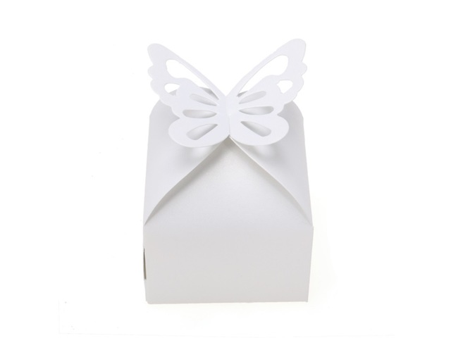 50X Shiny White Butterfly Wedding Favor Candy Gifts Boxes