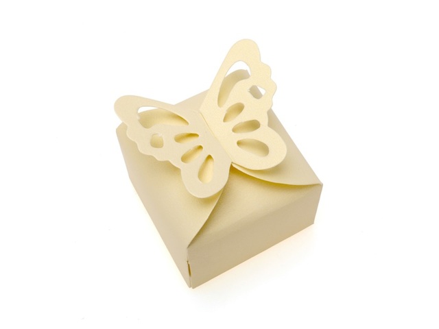 50X Shiny Ivory Butterfly Wedding Favor Candy Gifts Boxes