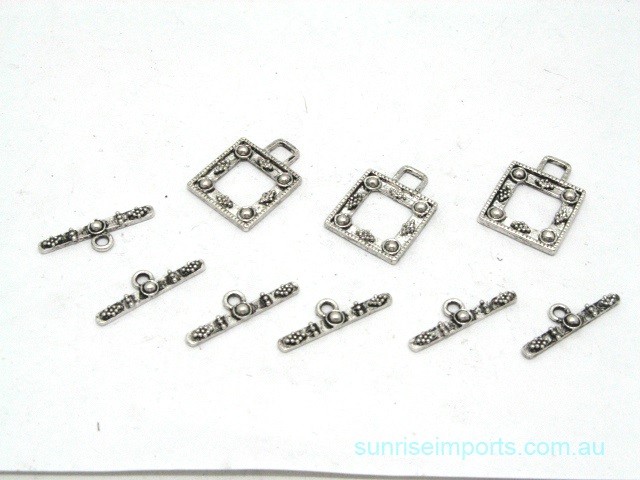 100Sets Antique Silver Lock Jewelry Finding Toggle Clasps 20x27m - Click Image to Close