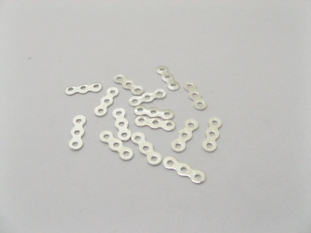 1000 Silver Spacer Bars 3 Hole 10mm Connector Jewellery Finding - Click Image to Close