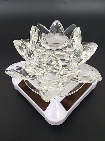 1X Solar Power Light Up Clear Crystal Lotus Flower Art Deco - Click Image to Close
