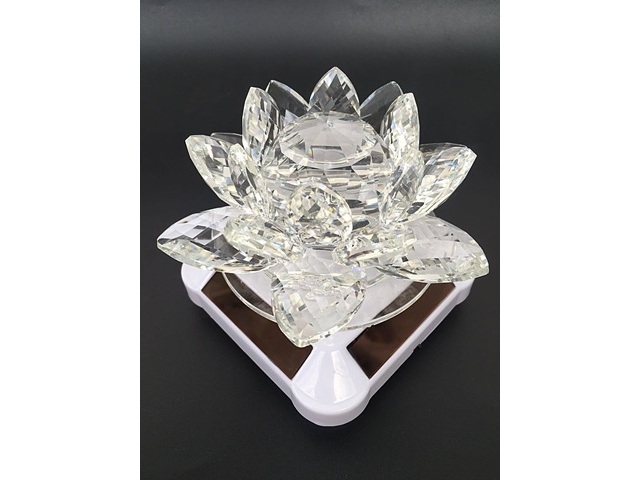 1X Solar Power Light Up Clear Crystal Lotus Flower Art Deco - Click Image to Close