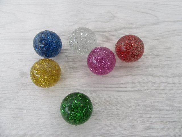 100 Funny Shiny Glitter Rubber Bouncing Balls 30mm Dia. - Click Image to Close