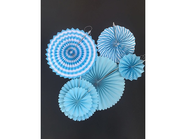 1Set X 6Pcs Blue Tissue Paper Fans Decorations Kit Wedding Brida 1Set X 6Pcs Blue Tissue Paper Fans Decorations Kit Wedding Brida