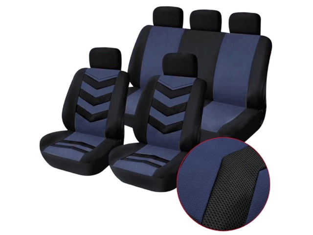 1Set 9in1 Navy Blue Universal Car Seat Covers Full Set