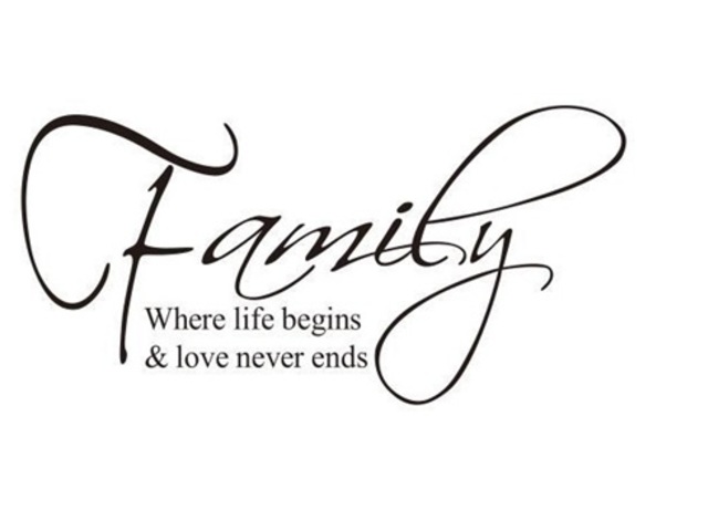 4Pcs FAMILY where life begins & love never ends Wall Stickers