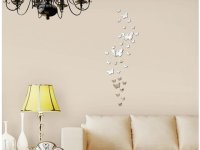 30Pcs Silver 3D Mirror Wall Stickers Butterflies Wall Decal