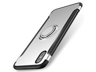 1X iPhoneX Silver Magnetic Shockproof Case Cover with Ring Car H