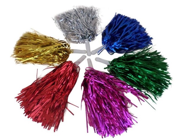 12X New Cheerleading Pom Pom Tinsel Mixed Color - Click Image to Close