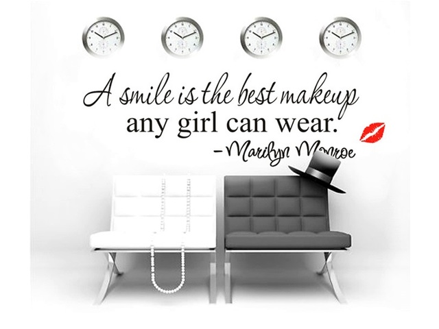 4Pcs Wall Sticker "A Smile Is The Best Makeup" Home Decor