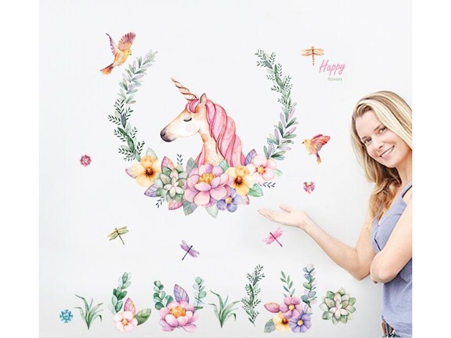 4Pcs Unicorn Wall Decal Mural Sticker Art Decal Room Decor