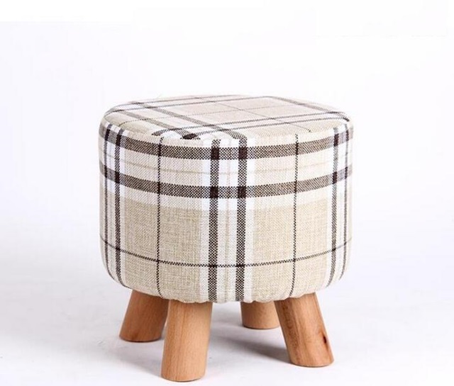 1X Ivory Grid 4 Leg Wooden Foot Stool Footrest Padded Seat - Click Image to Close