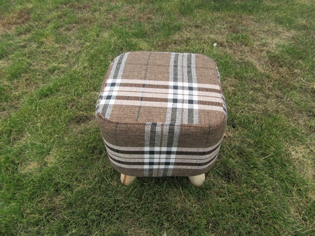 1X Coffee Grid Square Wooden Foot Stool Footrest Padded Seat
